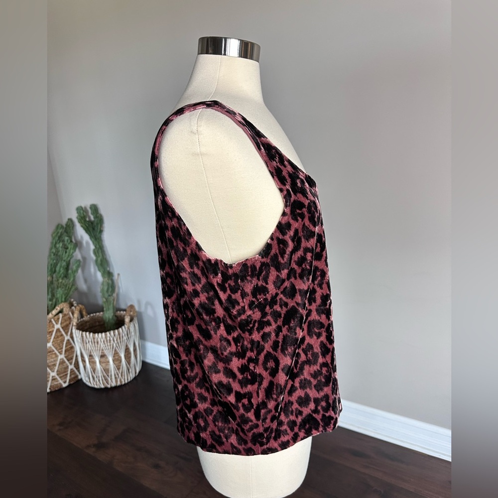 J. Crew Velvet Tank Blouse Holidays Office Party Always Rose Leopard Womens 14 - Picture 4 of 12